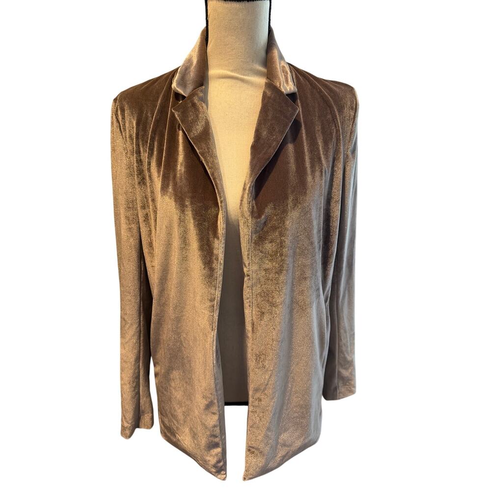 ⭐️ Women’s Bobi Black Dusty  Beige Open Front Velour Cardigan Size Small Office